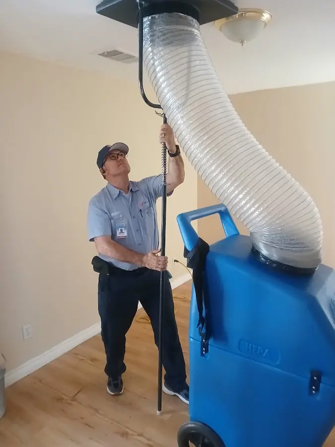 Mini Split Installation technician using HEPA equipment in Chamblee